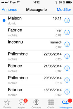 Messagerie vocale visuelle sur iPhone