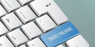 Dridex malware written on the keyboard button