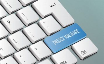 Dridex malware written on the keyboard button
